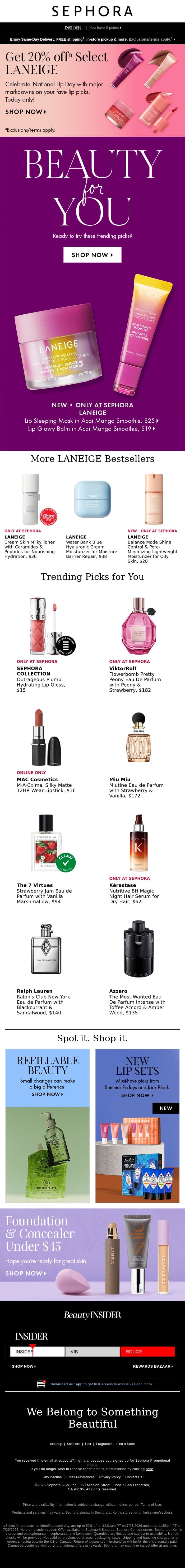 Everyone’s obsessed with these rn email from Sephora screenshot