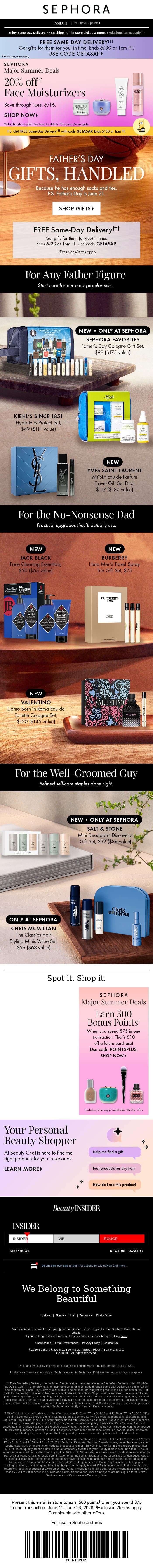 Get up to 50% off select beauty today 💖 email from Sephora screenshot