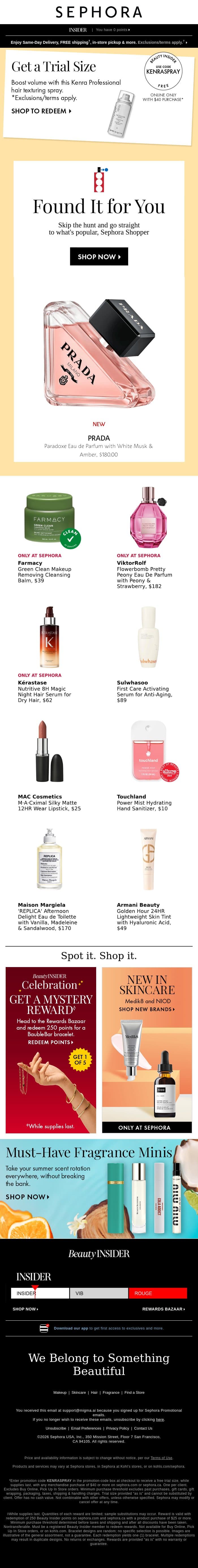 This one’s just for you 😘 email from Sephora screenshot