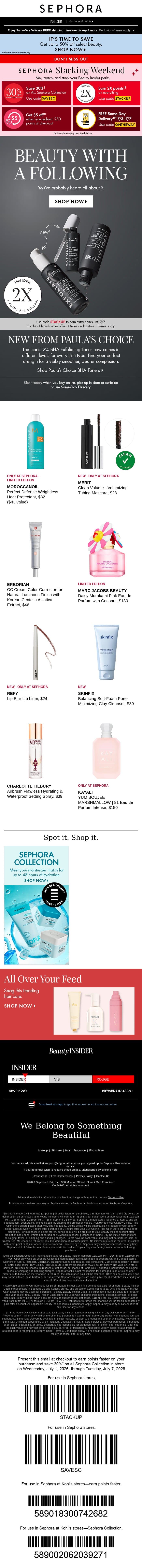 🔔 Don’t miss 30% off ALL Sephora Collection, Sephora Shopper email from Sephora screenshot