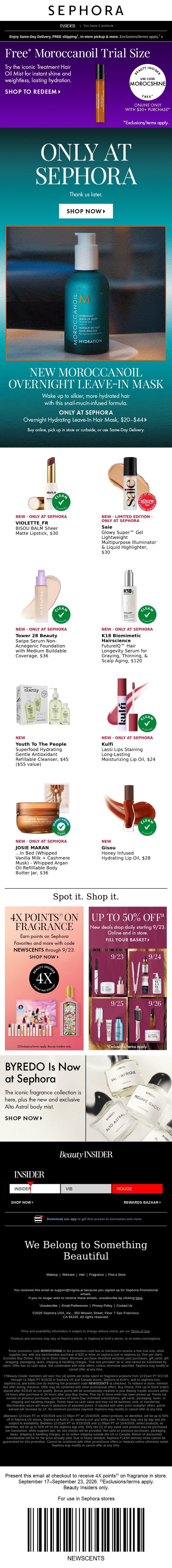 The Clean at Sephora beauty you can only find here 😍 email from Sephora screenshot