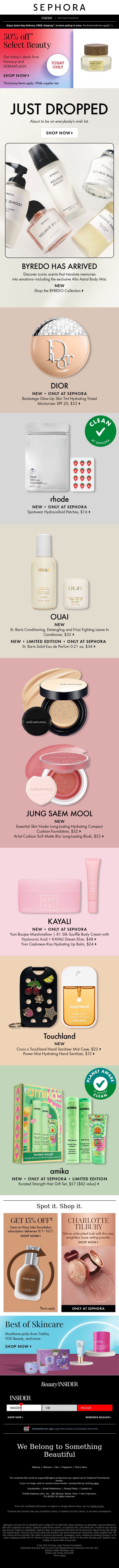 The hottest drops are here email from Sephora screenshot