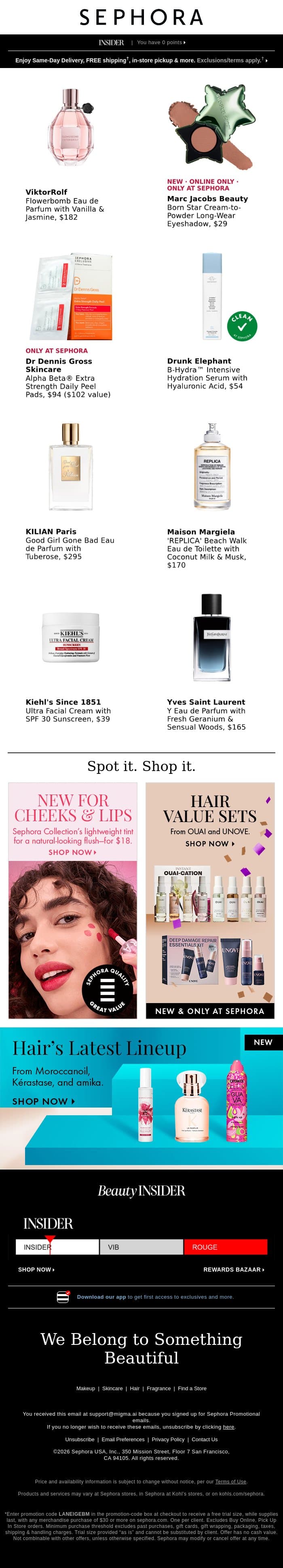 ◀ A little something for you...Looking to change your routine? email from Sephora screenshot