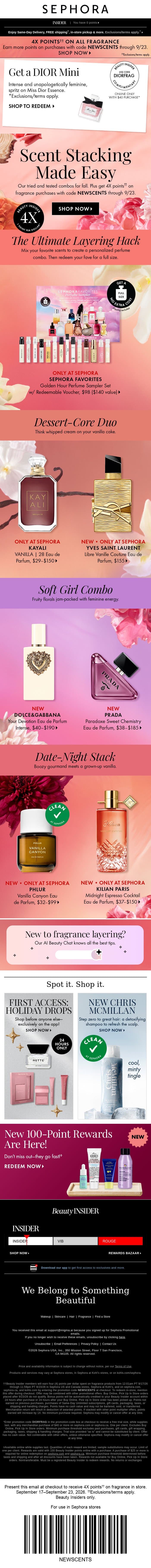 4X points on fragrance (yes way!) email from Sephora screenshot