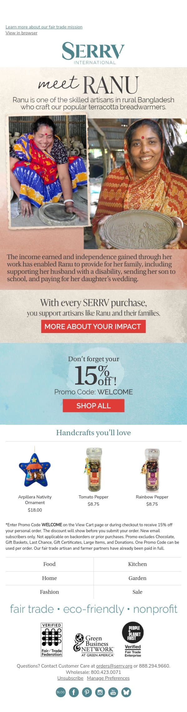 Meet the artisans behind SERRV handcrafts email from Serrv screenshot