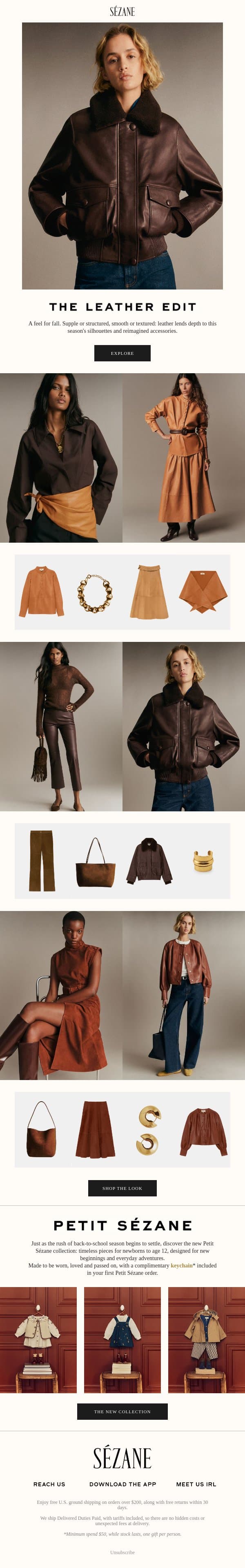 Current Obsession: Leather email from Sezane screenshot