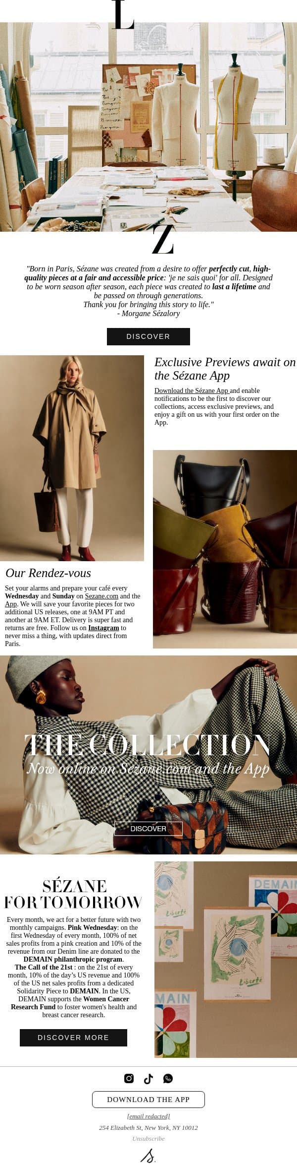 Your ticket to Paris is inside. email from Sezane screenshot