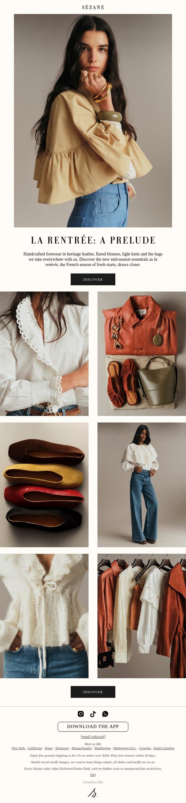 A Prelude to Fall email from Sezane screenshot