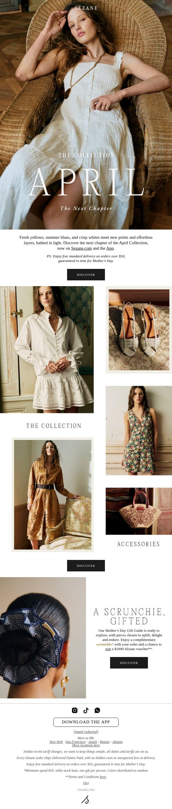 The April Collection: Chapter II email from Sezane screenshot