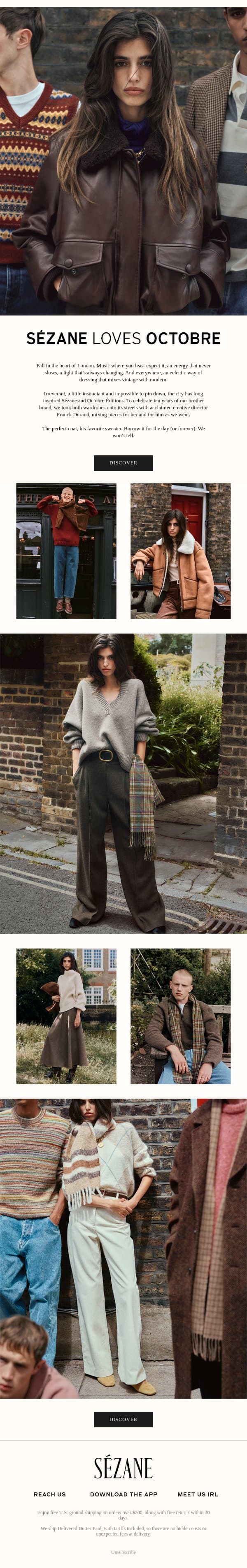 Octobre in London, by Sézane email from Sezane screenshot
