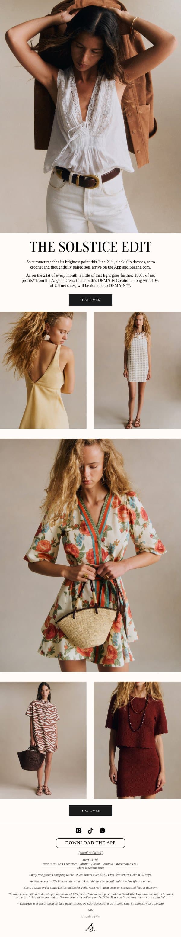 The Solstice Edit email from Sezane screenshot