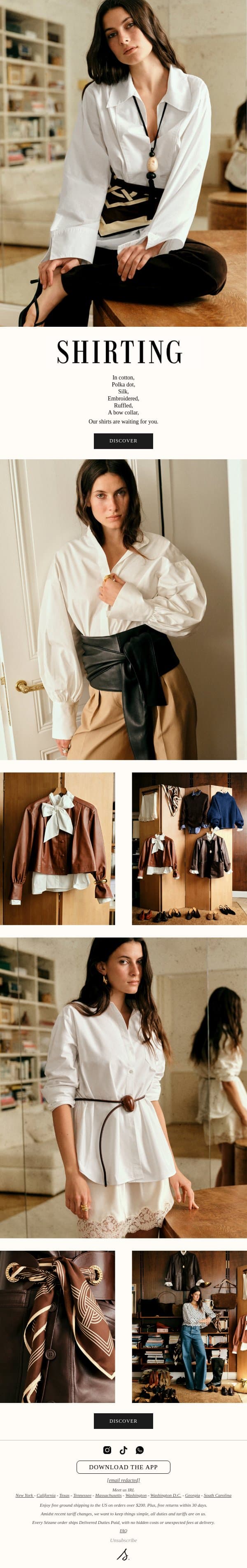 The Shirt, Revisited email from Sezane screenshot