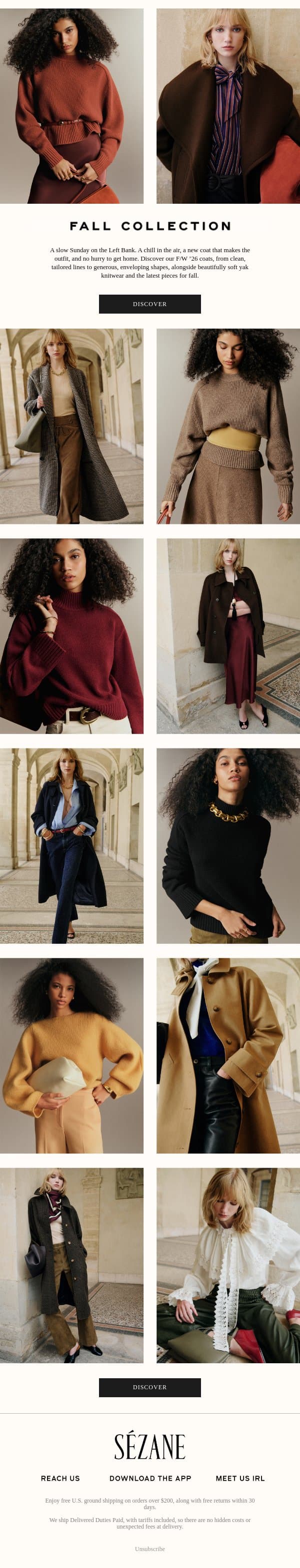 Coat Season Has Arrived in Paris email from Sezane screenshot