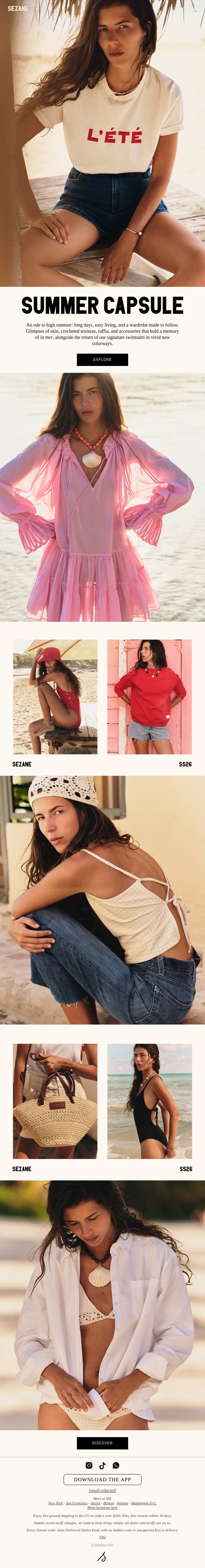 High Summer Starts Here email from Sezane screenshot