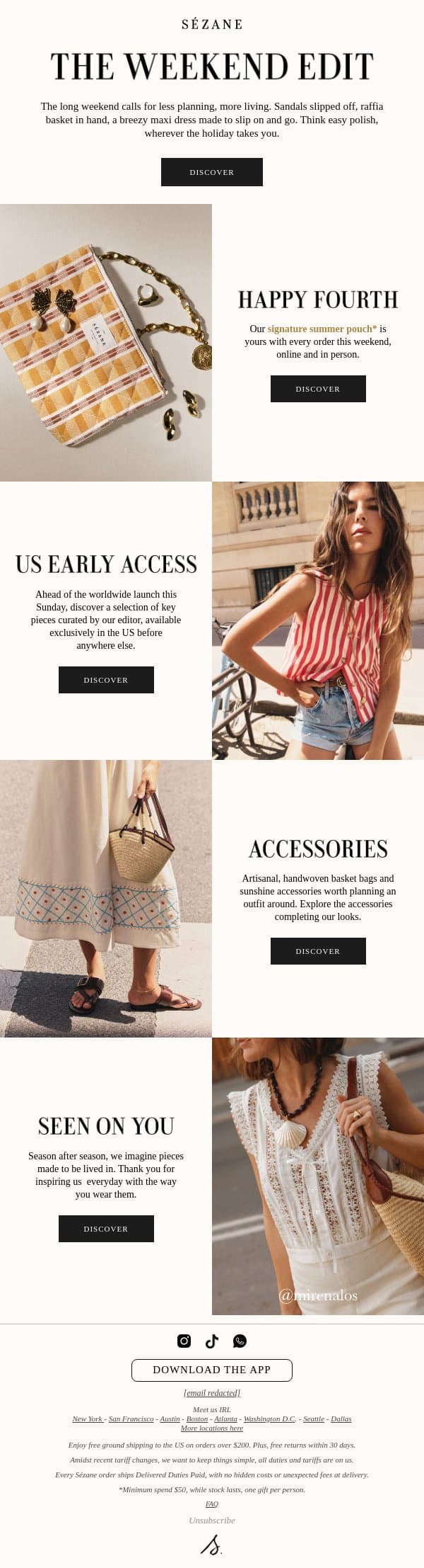 Your Holiday Weekend Gift email from Sezane screenshot