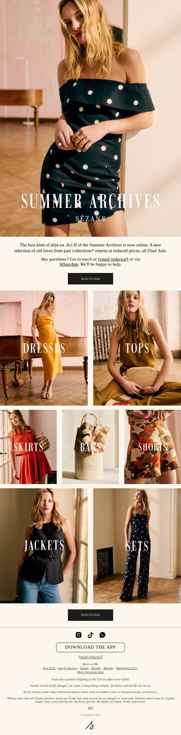 Summer Archives: The Encore email from Sezane screenshot