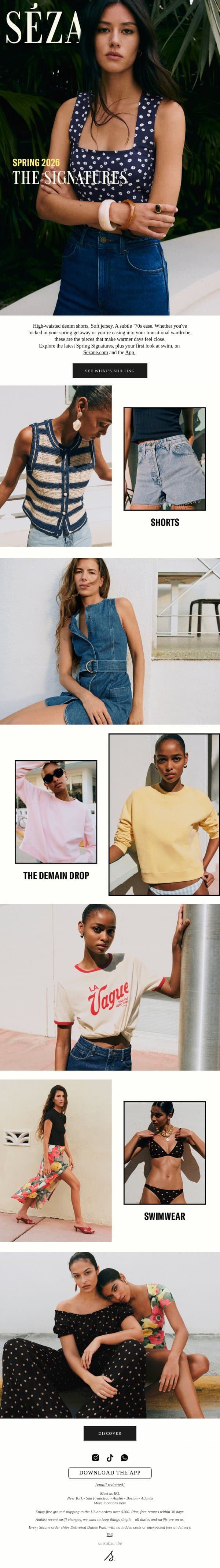 Just In: Bare Legs & Blue Denim email from Sezane screenshot