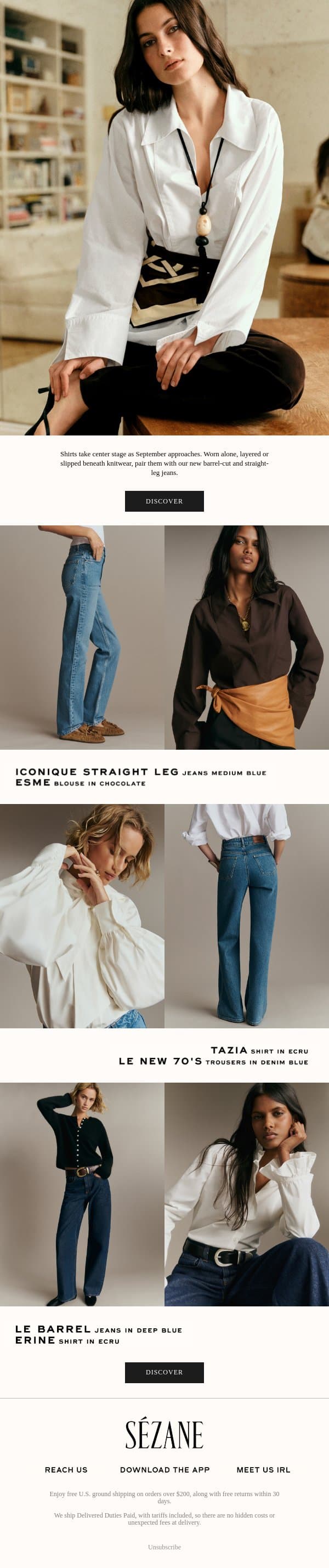The Shirt email from Sezane screenshot