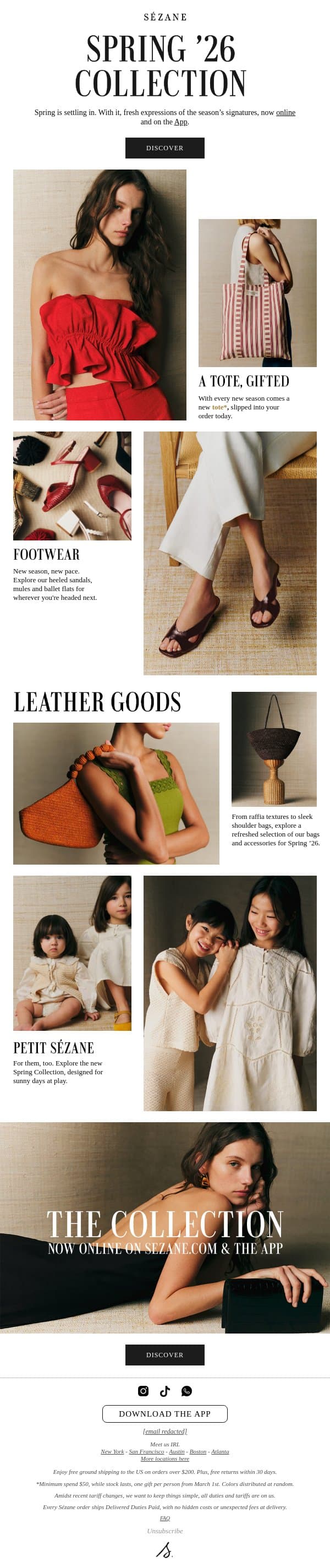 Your spring tote, gifted email from Sezane screenshot