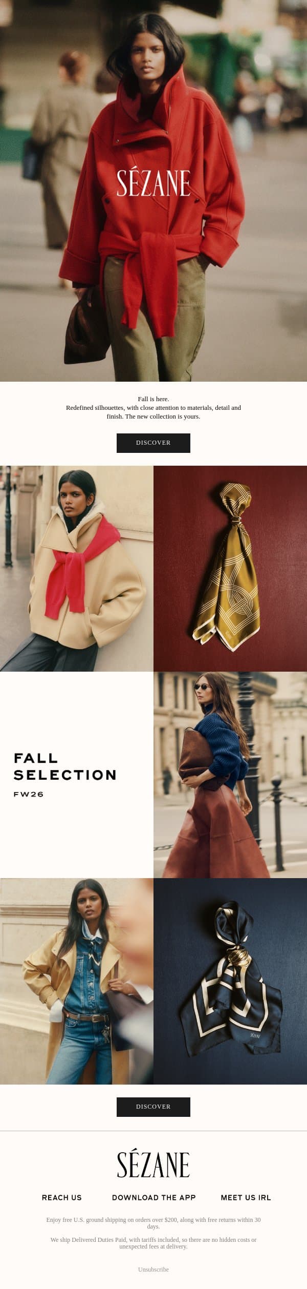 Your Fall Selection email from Sezane screenshot