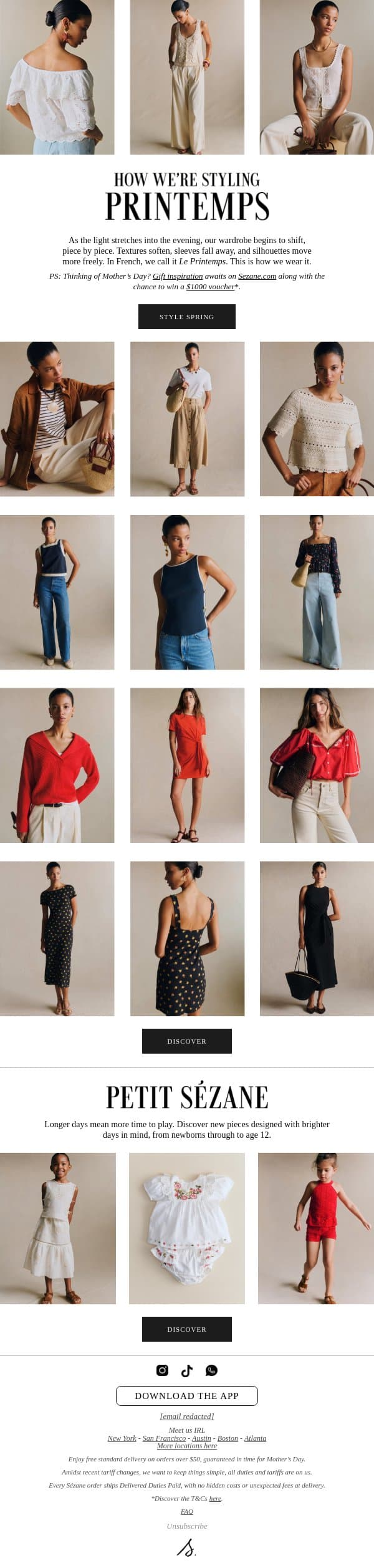 The New Signatures email from Sezane screenshot
