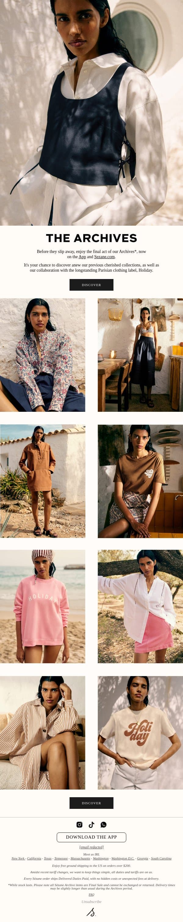 Last Call for Our Archives email from Sezane screenshot