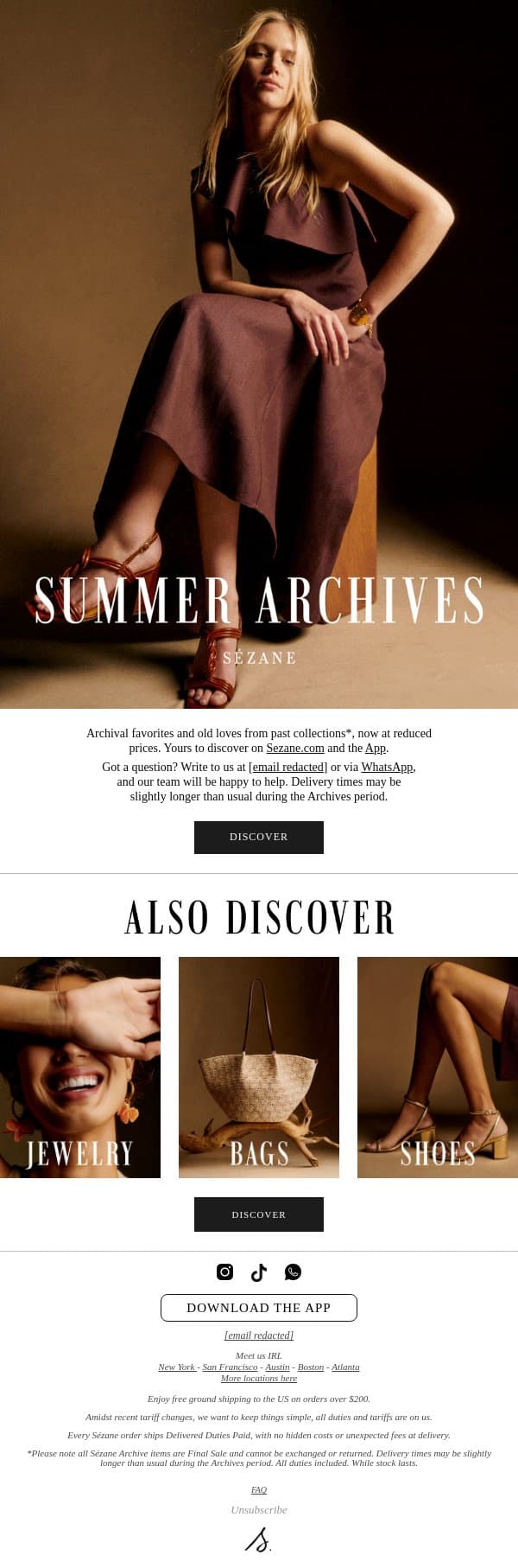 Now online: The Summer Archives email from Sezane screenshot