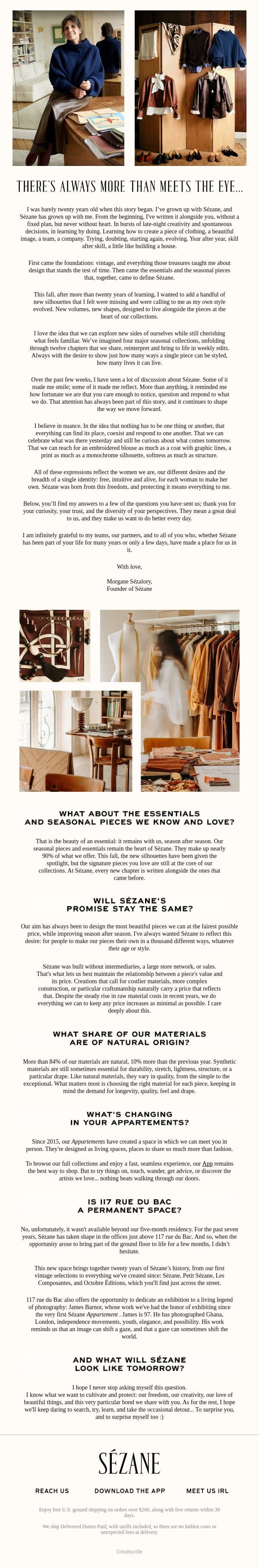 A Note From our Founder, Morgane email from Sezane screenshot
