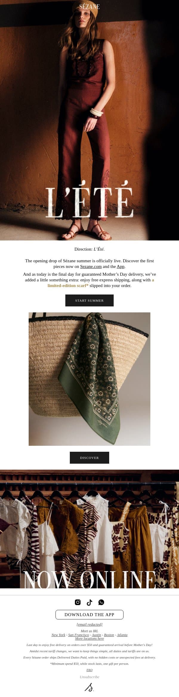 Sézane Summer: The First Drop Is Live email from Sezane screenshot