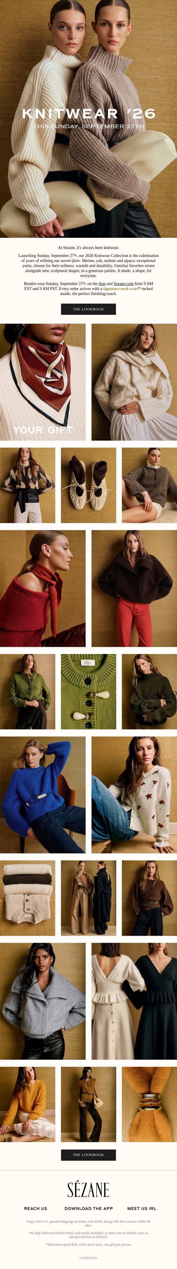 Knitwear '26: The Lookbook email from Sezane screenshot