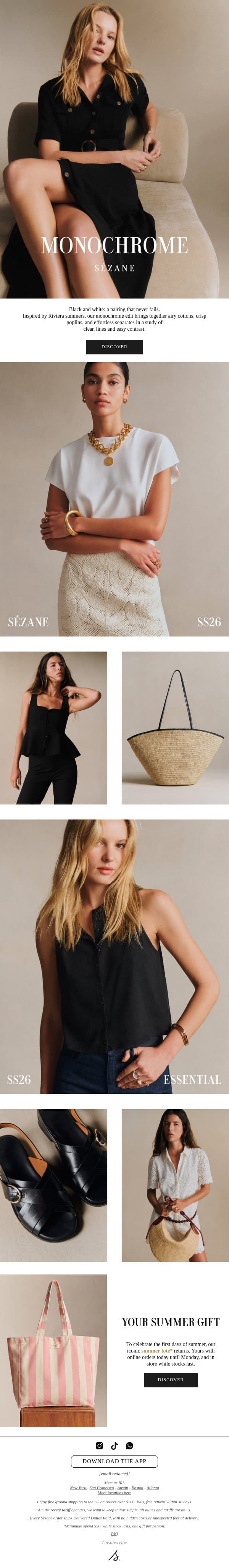 A Moment for Monochrome email from Sezane screenshot
