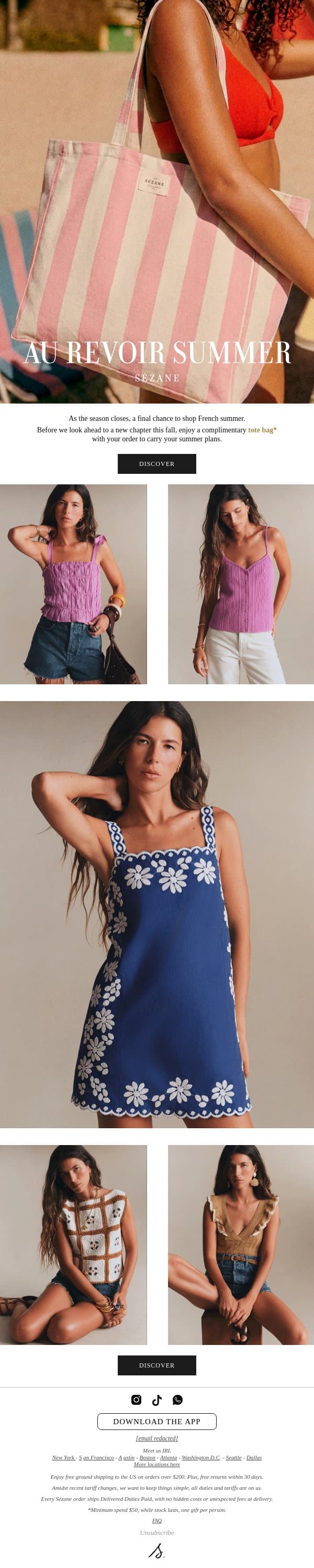 A Summer Send-Off email from Sezane screenshot