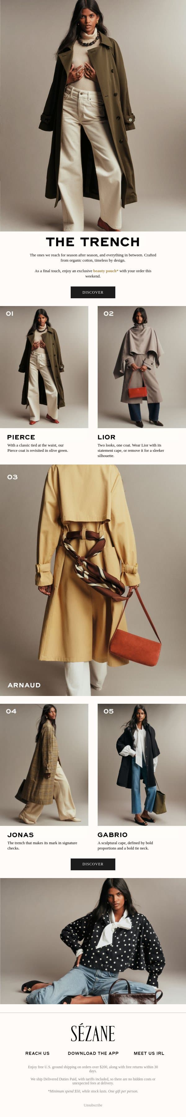 The Trench email from Sezane screenshot
