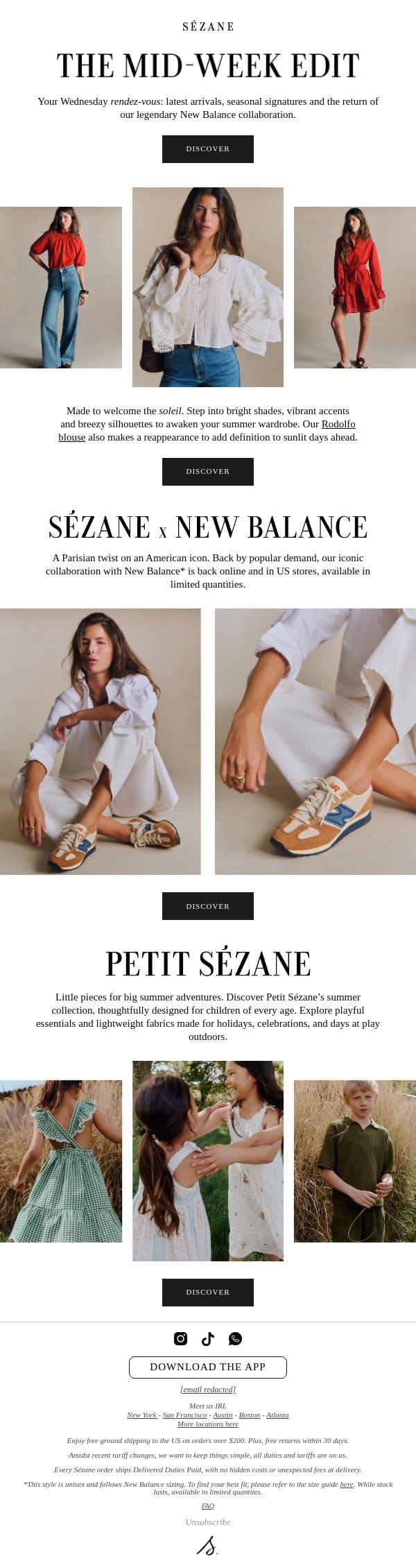 Just In: The Blouse of the Season, New Balance & Petit Sézane email from Sezane screenshot