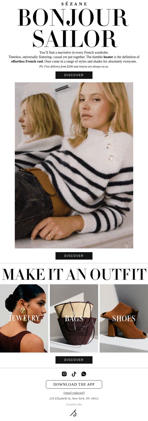 More French than the croissant email from Sezane screenshot