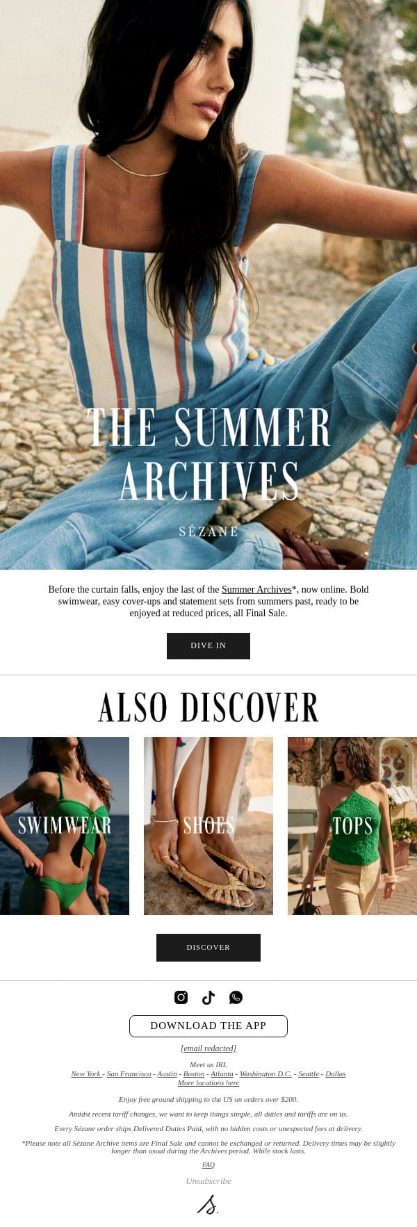 The Last Act: Summer Archives email from Sezane screenshot