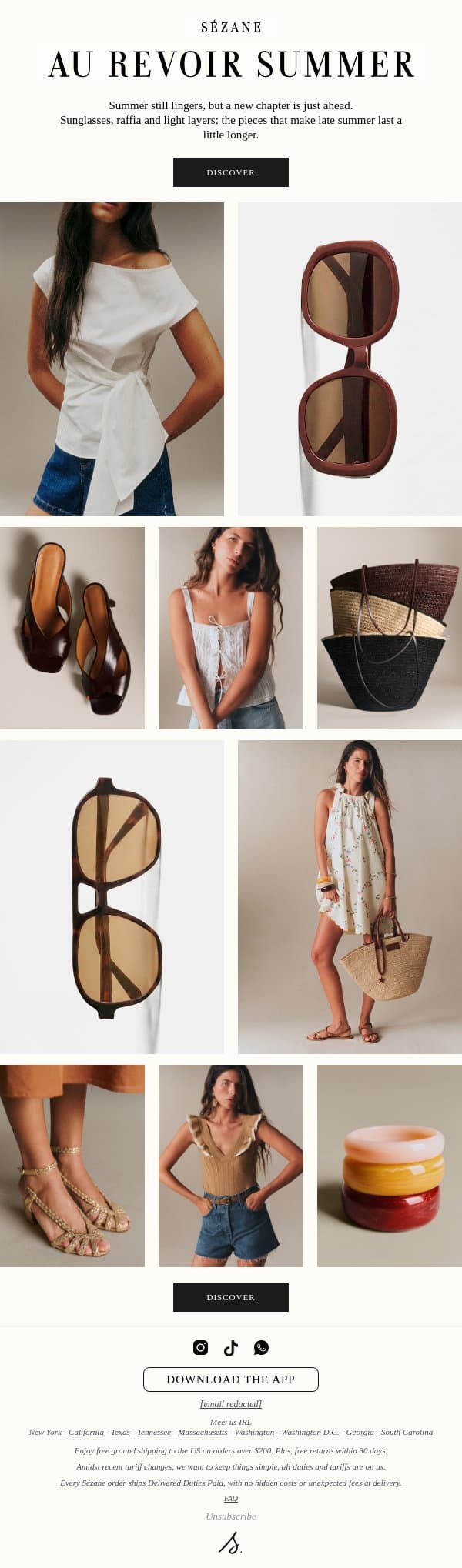 Before Summer Slips Away email from Sezane screenshot