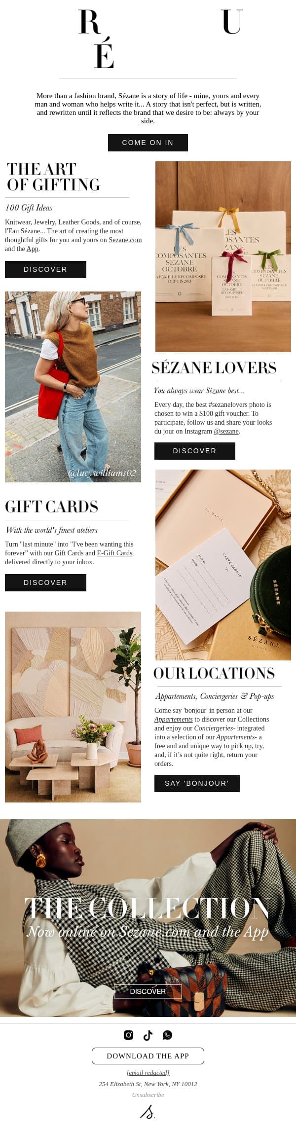Let's meet at Rue du Bac? email from Sezane screenshot