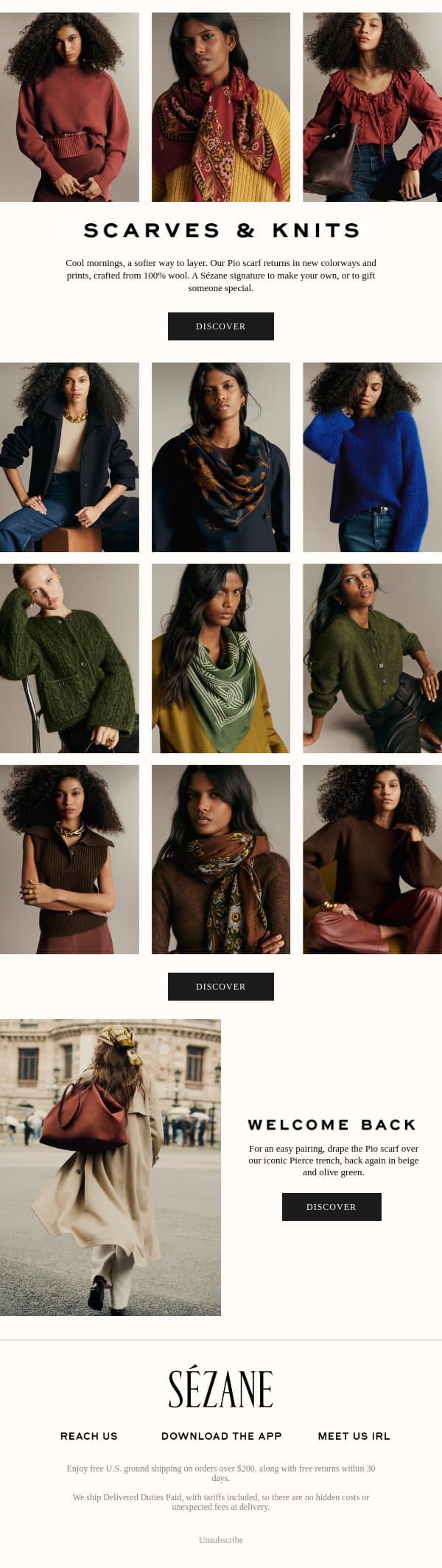 Something Soft for October email from Sezane screenshot