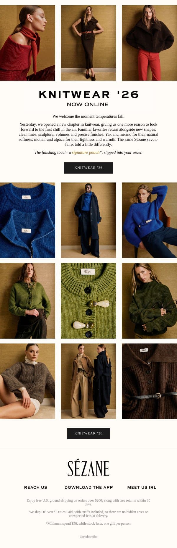 Sweater Season email from Sezane screenshot