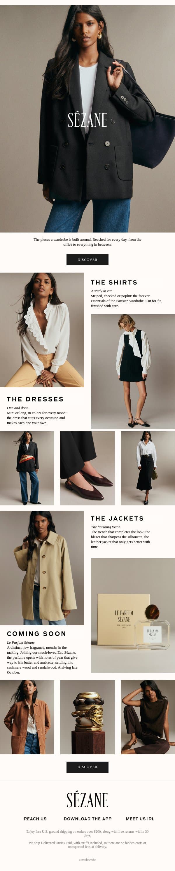 The New Workwear email from Sezane screenshot