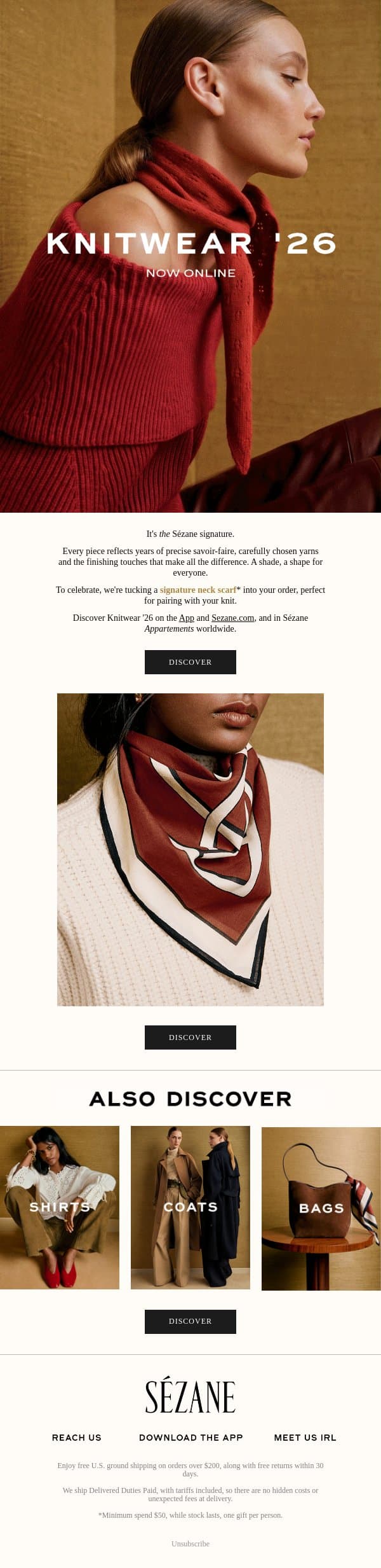 Knitwear '26 is Here email from Sezane screenshot