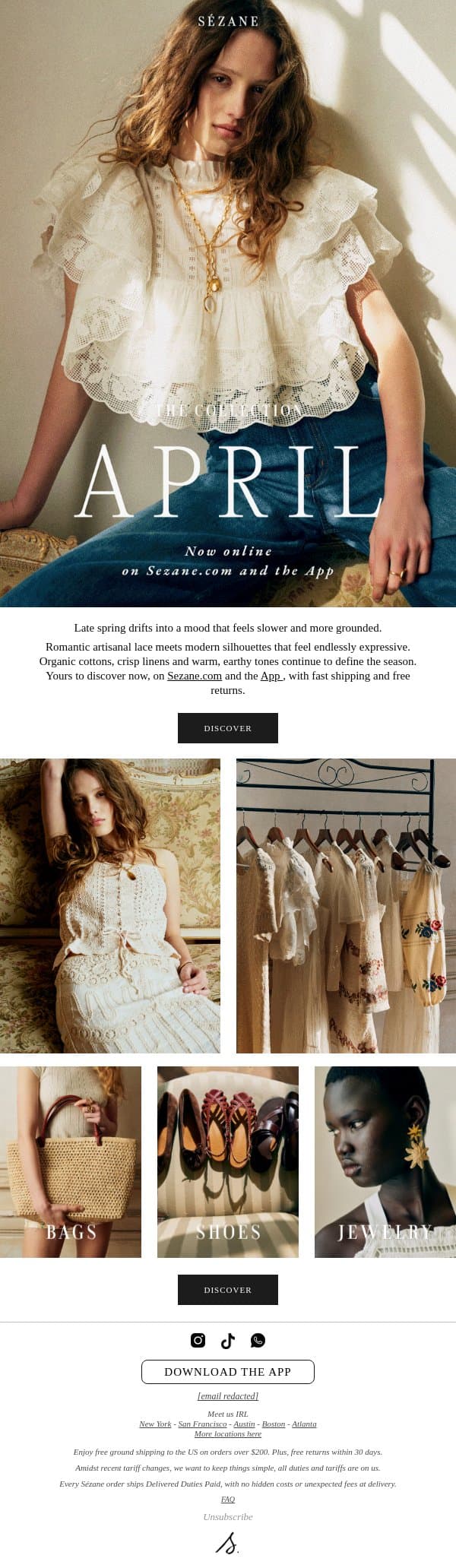 The April Collection Has Arrived email from Sezane screenshot