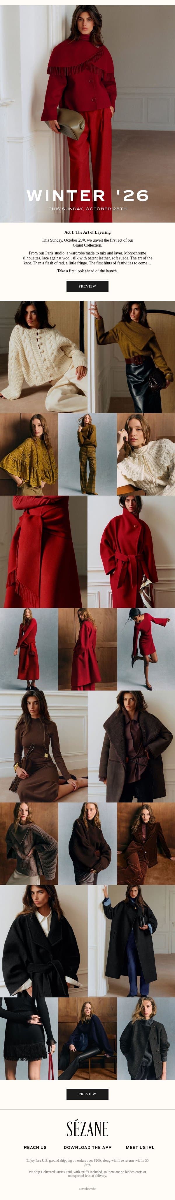 Your Invitation: Winter '26 email from Sezane screenshot