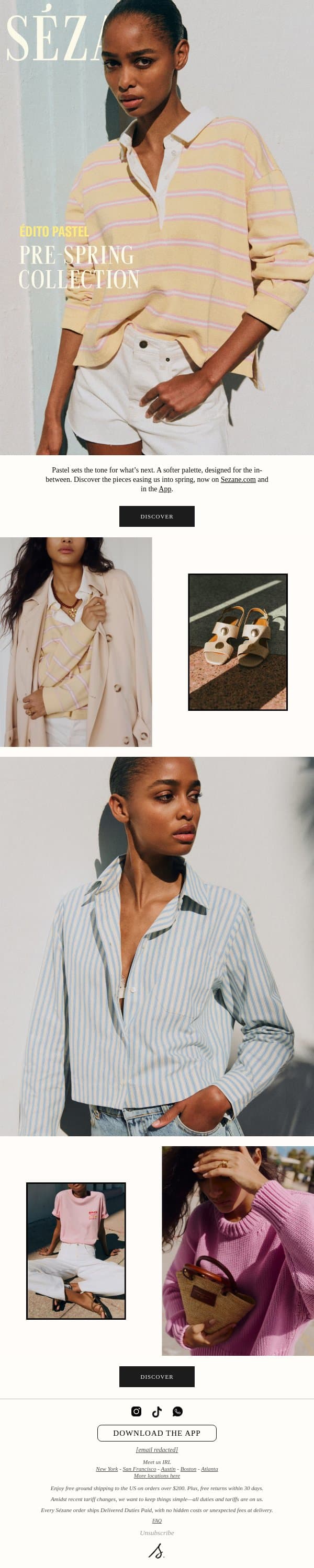 Pre-Spring, Now in Pastels email from Sezane screenshot