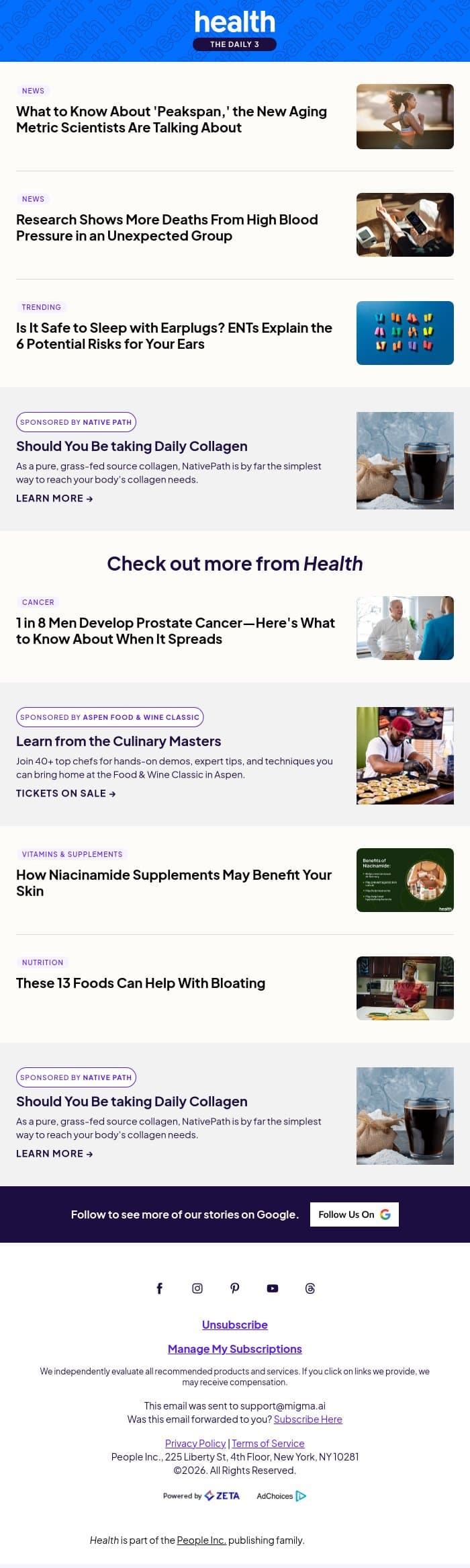 What Is 'Peakspan'? All About the New Aging Metric email from Shape screenshot