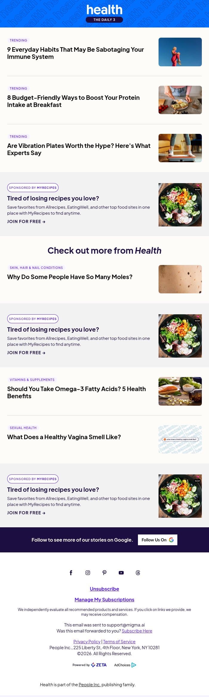 9 Everyday Habits That May Be Sabotaging Your Immune System email from Shape screenshot