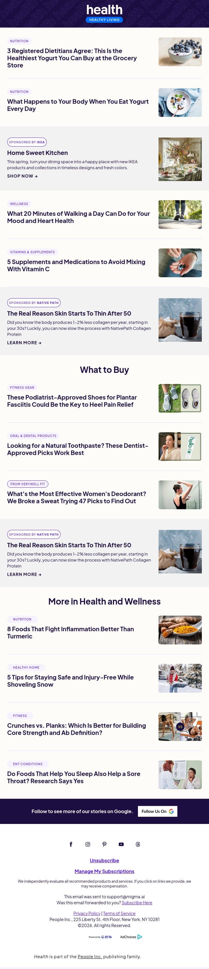 This Is the Healthiest Yogurt You Can Buy at the Grocery Store email from Shape screenshot