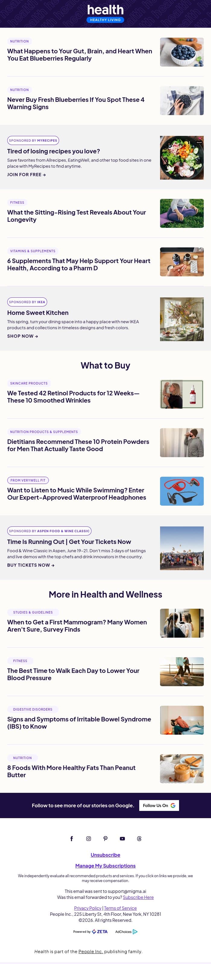What Happens to Your Body When You Eat Blueberries Regularly email from Shape screenshot