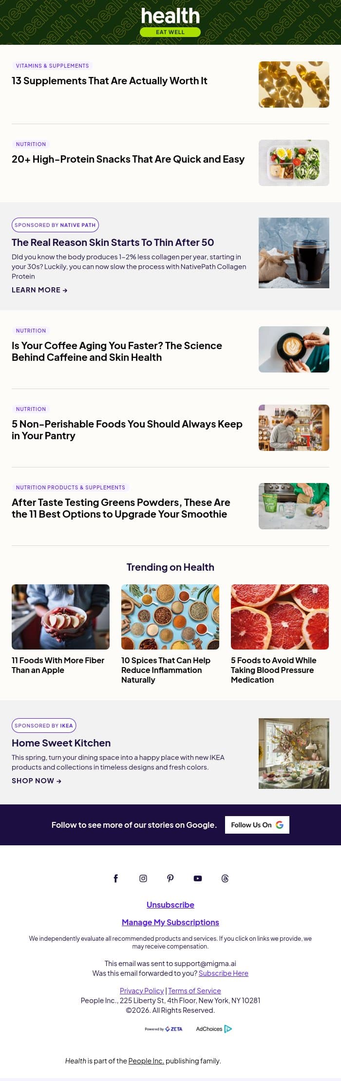 13 Supplements That Are Actually Worth It email from Shape screenshot